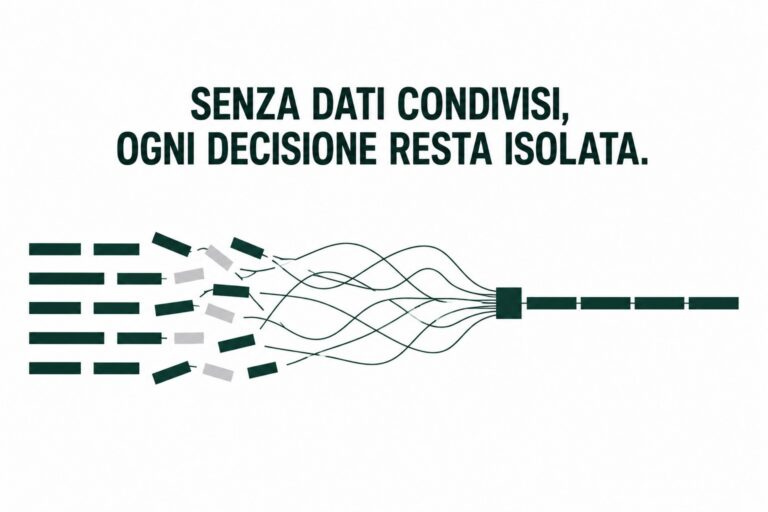 Fasci di linee sottili che confluiscono in un punto centrale collegato a un percorso comune.