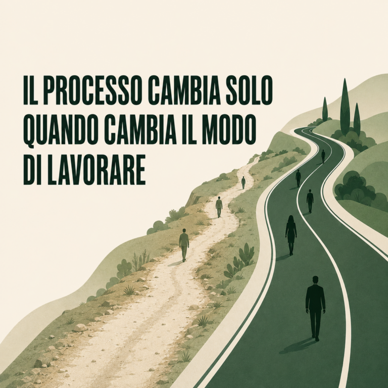 Strada nuova accanto a un vecchio percorso, per rappresentare che un processo esiste davvero solo quando cambia il modo quotidiano di lavorare
