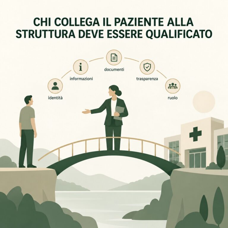 Intermediario qualificato che collega il paziente a una struttura sanitaria attraverso informazioni, documenti, trasparenza e definizione del ruolo